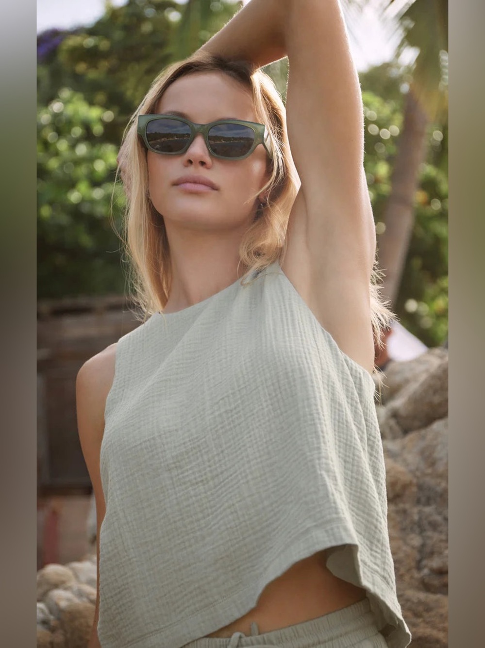 Z Supply Beau Gauze Tank XS Gray 100% Cotton